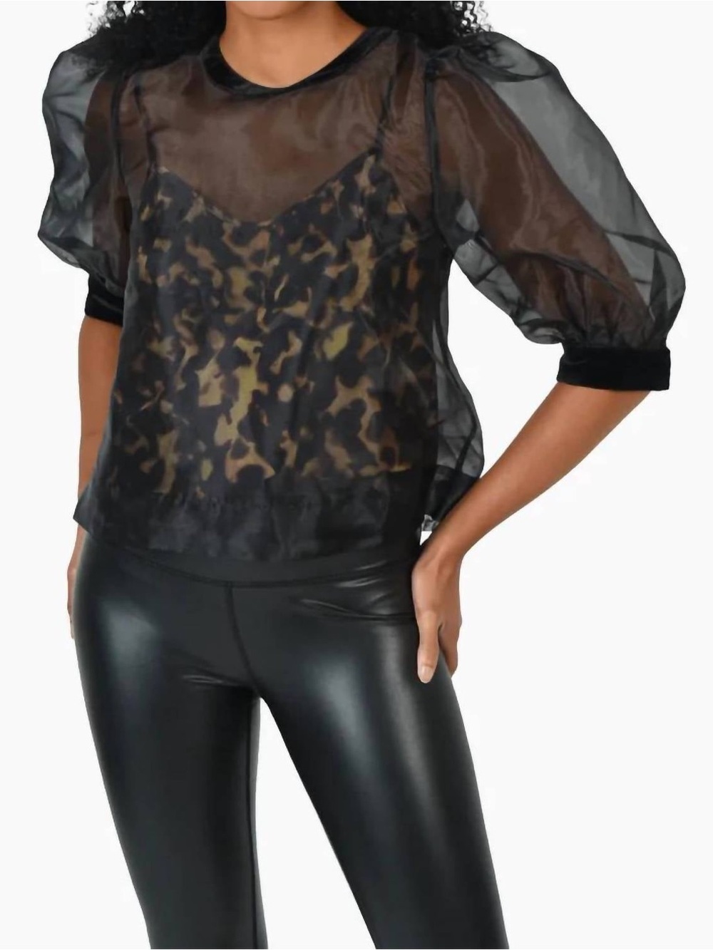 Emily McCarthy Bella Top in Black Tortoise Shell Size Small